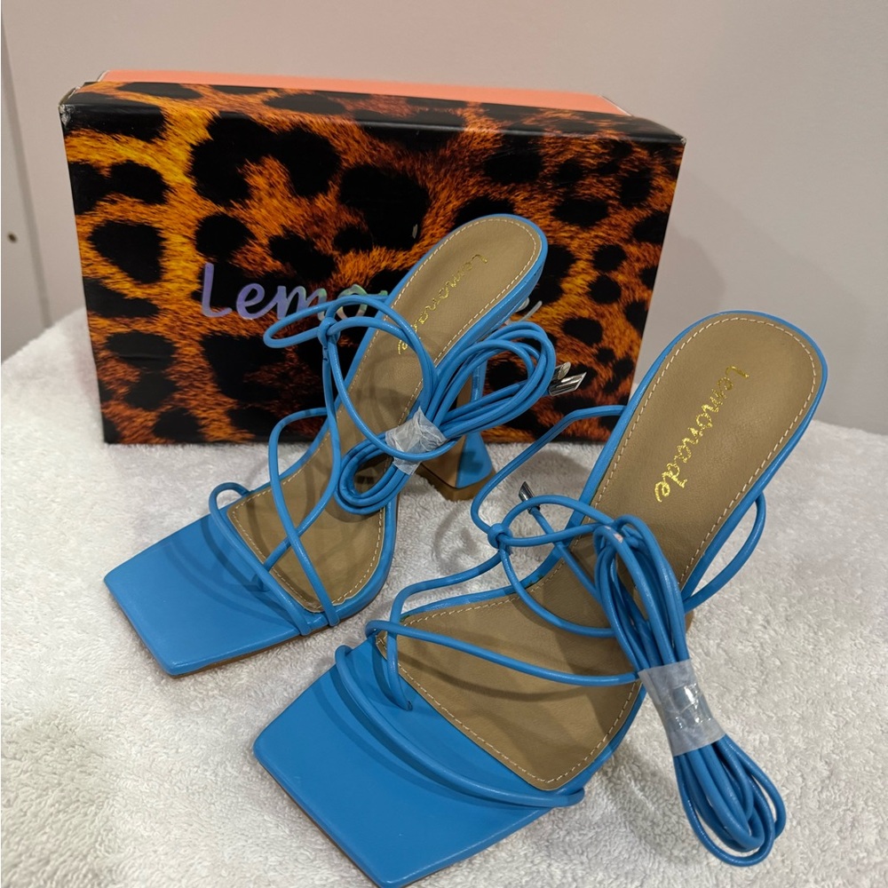 Lemonade Blue Strappy Heels for Women
